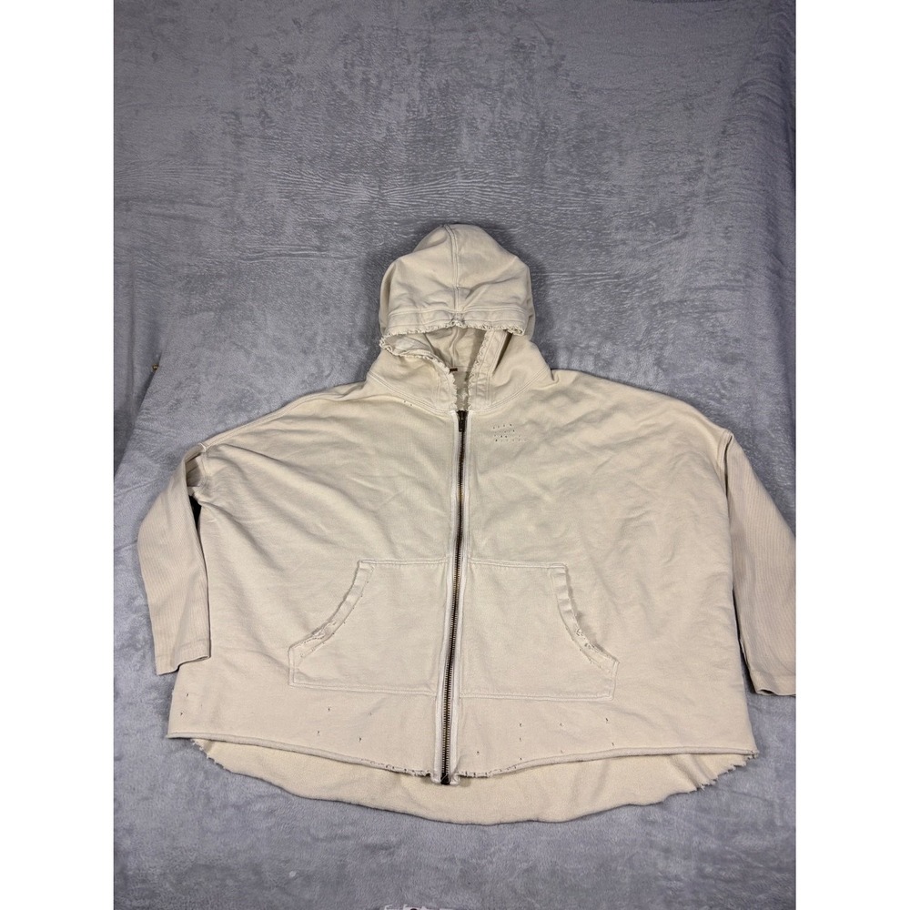 Free People Full Zip Hoodie Womens S Ivory White Long Sleeve Hooded Oversized